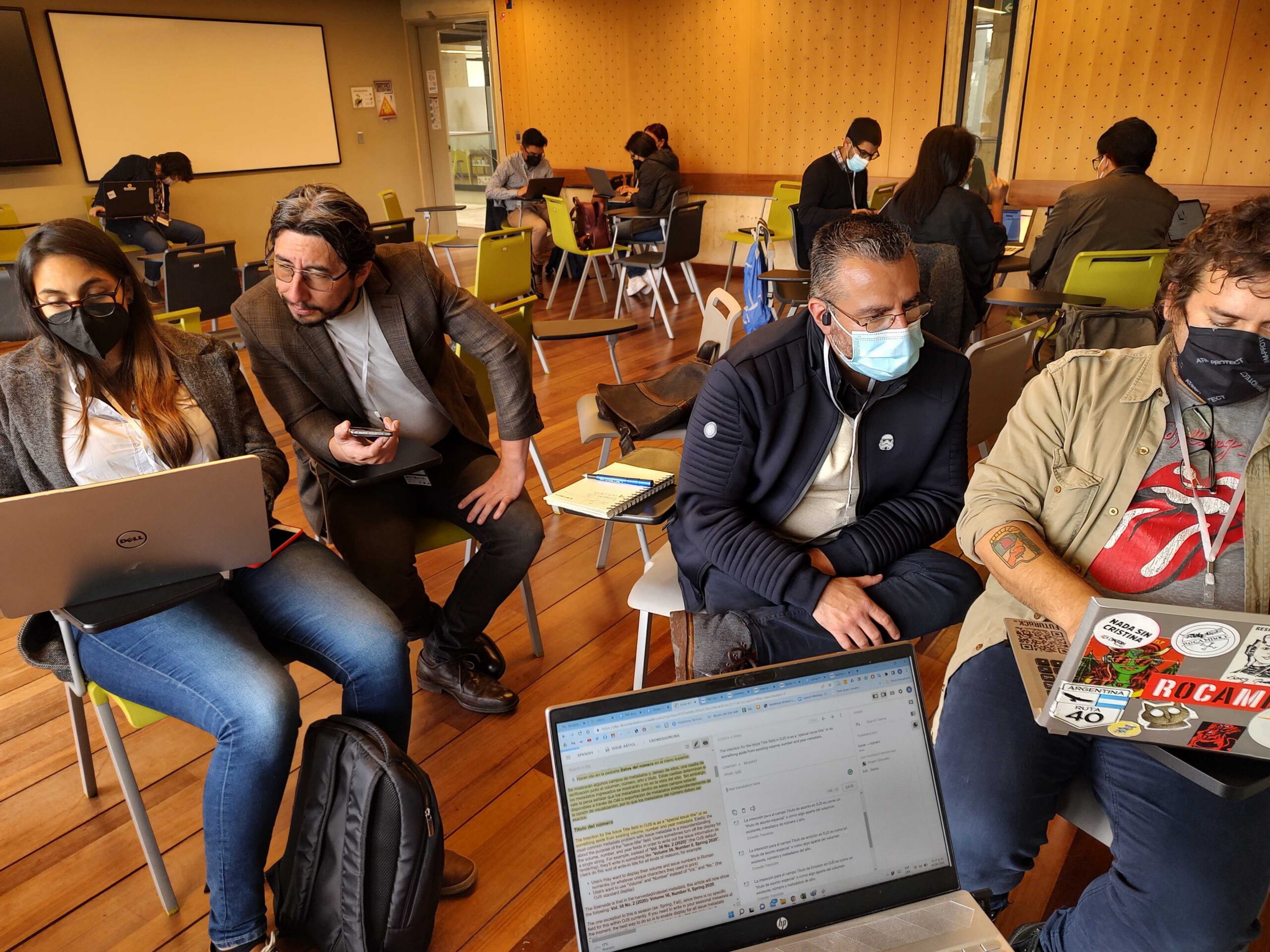 Group members working at PKP Sprint Bogota 2022