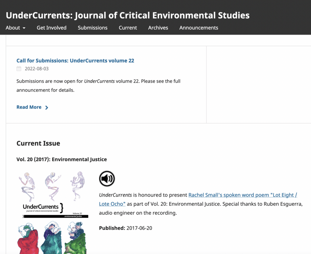 UnderCurrents Journal homepage