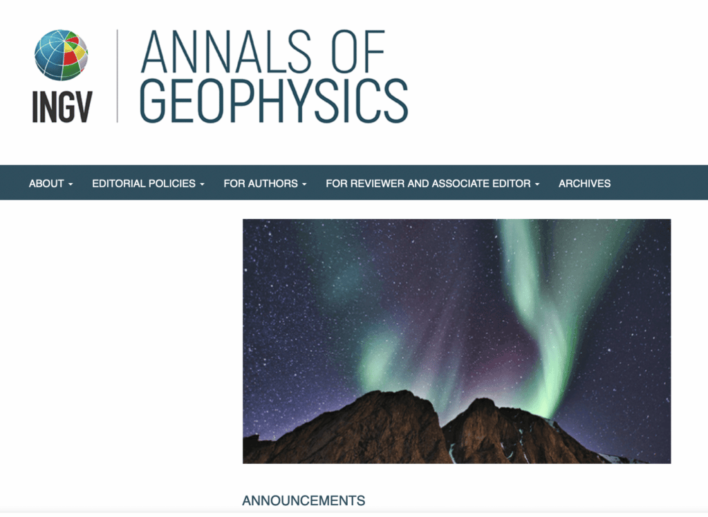 Annals of Geophysics homepage
