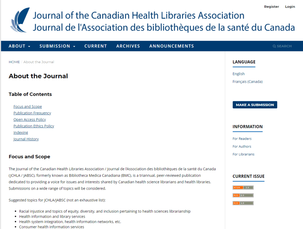 Journal of the Canadian Health Libraries Association