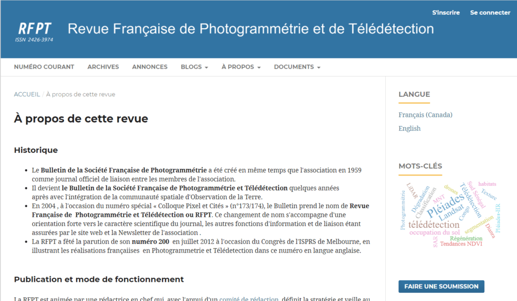 Revue Française de  Photogrammétrie et Télédétection