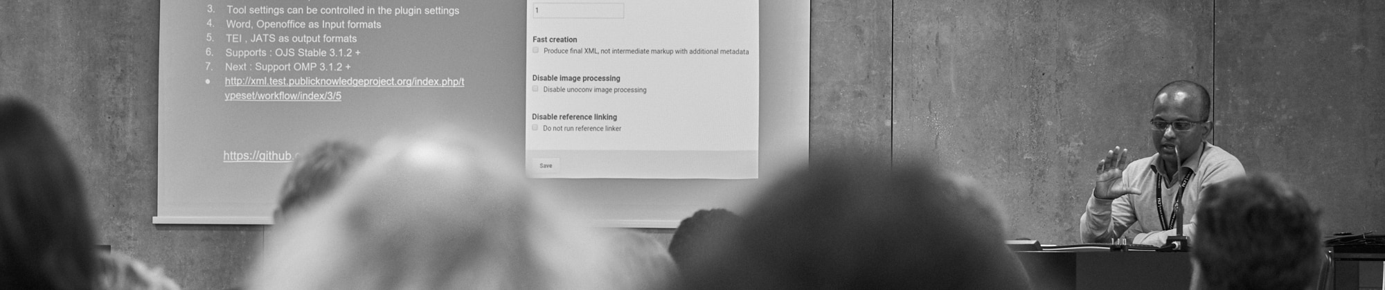 Gathering for a presentation at the 2019 PKP Barcelona Sprint