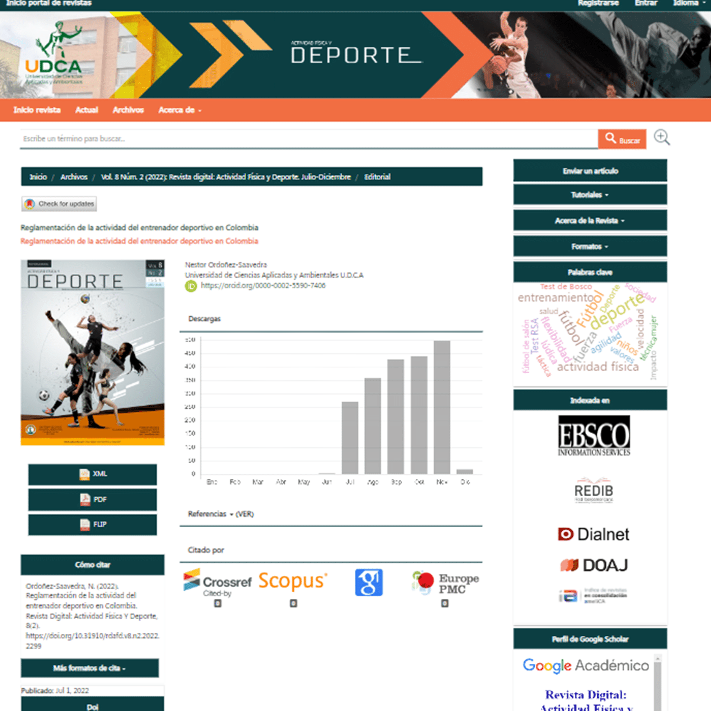 The journal article preview is a graphical representation of impact statistics and indices as well as a visual wordle representation. 
