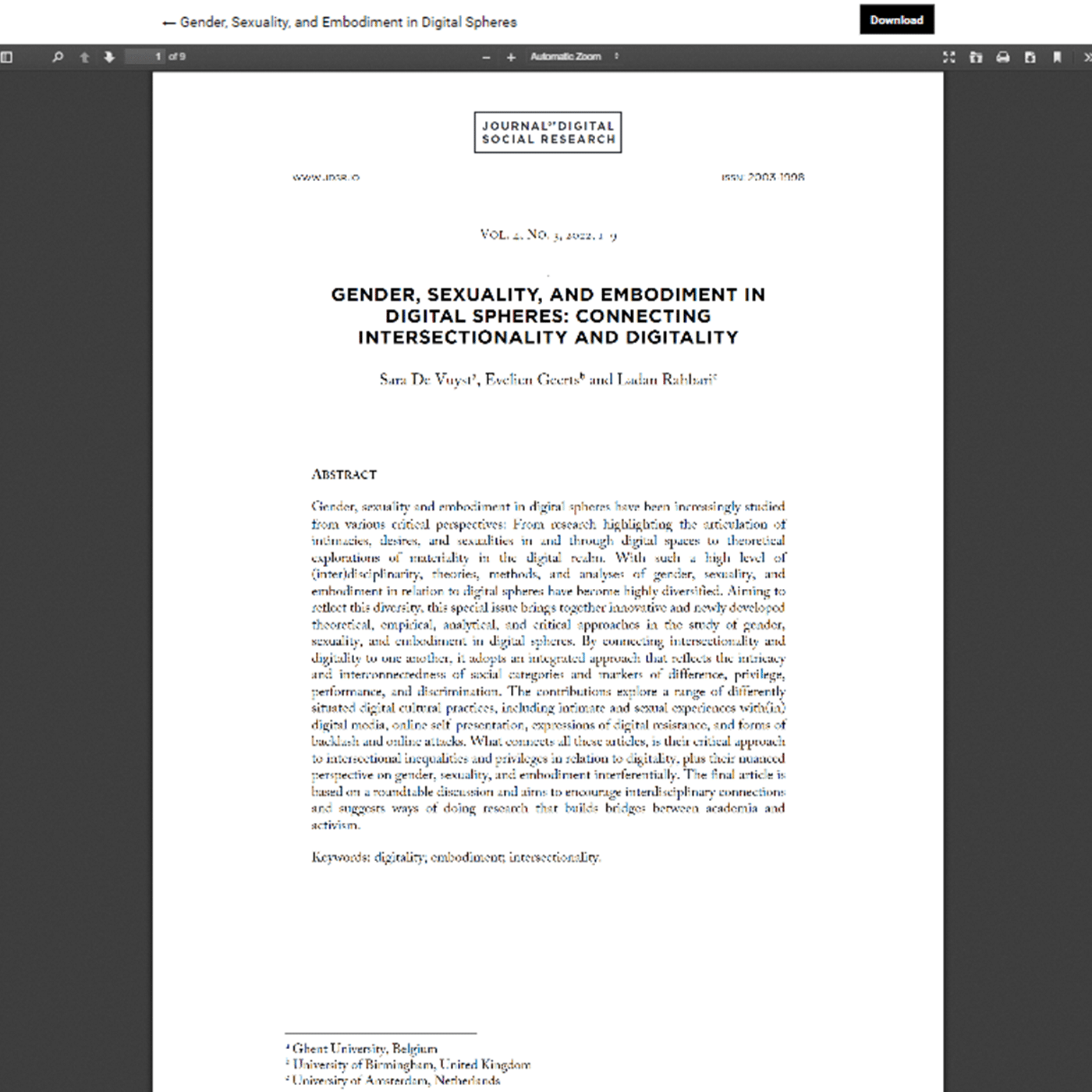 A view of what the typeset article looks like, without having to download the article and then open it again. One can access the entire article in the browser. 