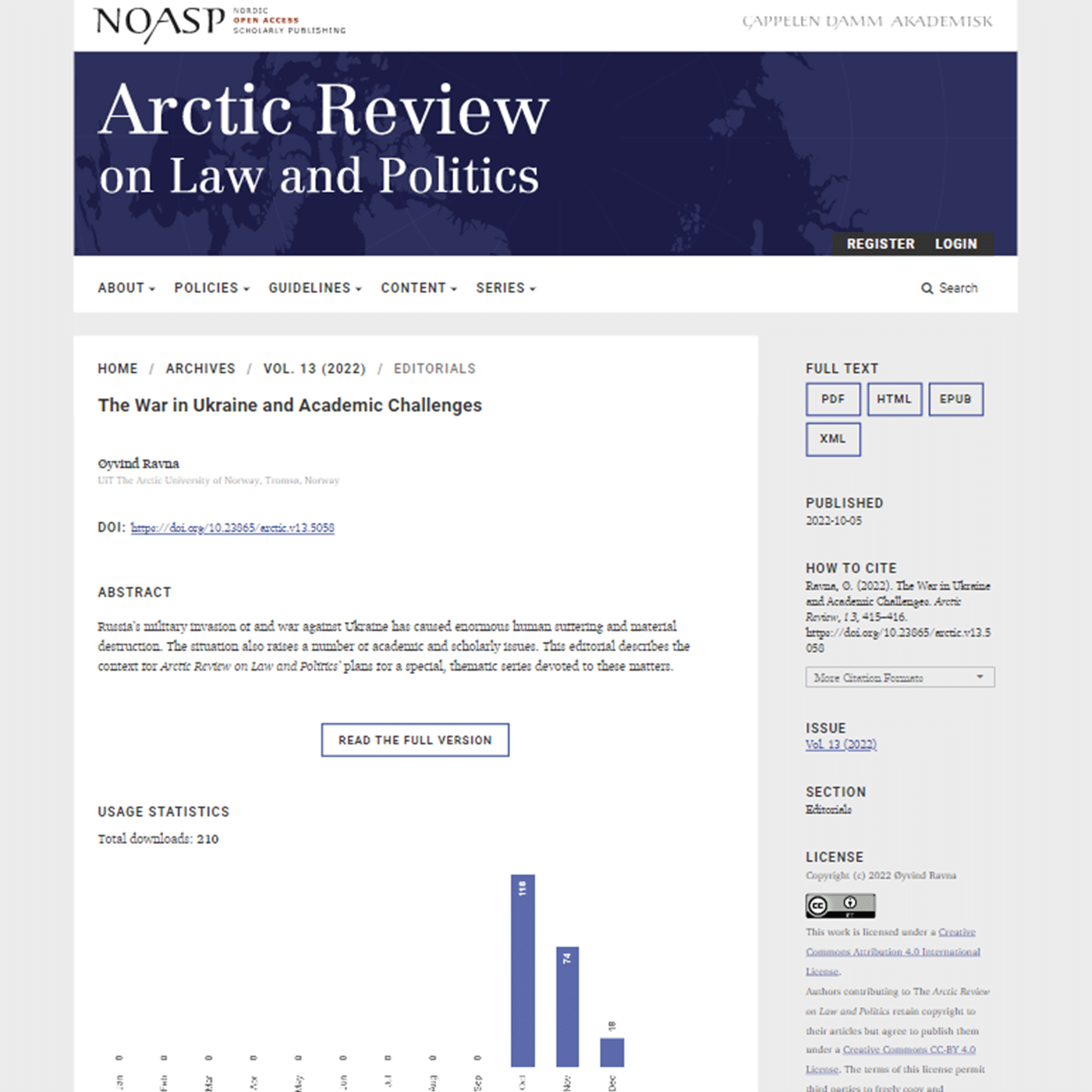 This journal's article preview shows how OJS can be used to preview an article's full-text options (PDF, html, EPUB, xml), the open access license, the keywords, and more.  