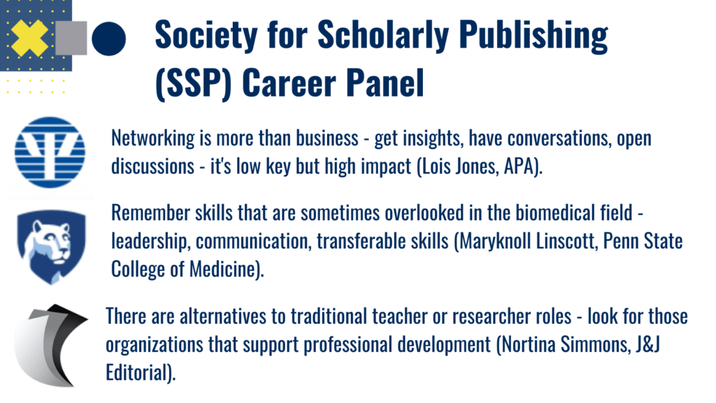 Society for Scholarly Publishing (SPP) Career Panel takeaways