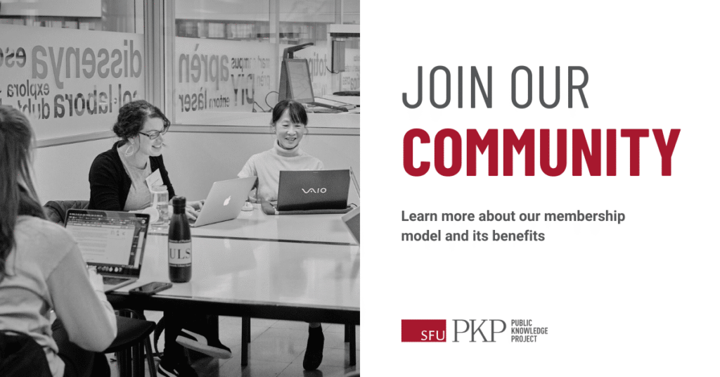 Women working at a sprint, text saying "Join our community, learn more about our membership model and its benefits"