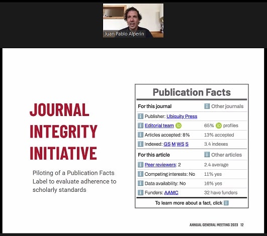 The Publication Facts Label is constructed like a nutrition facts label where there is information available to help evaluate.
In this case, the information available is used to evaluate a publication's adherence to scholarly publishing standards:
publisher, editorial team, ORCID ids, article acceptance rate, indexing, peer reviewing, competing interests, data availability, and funders.