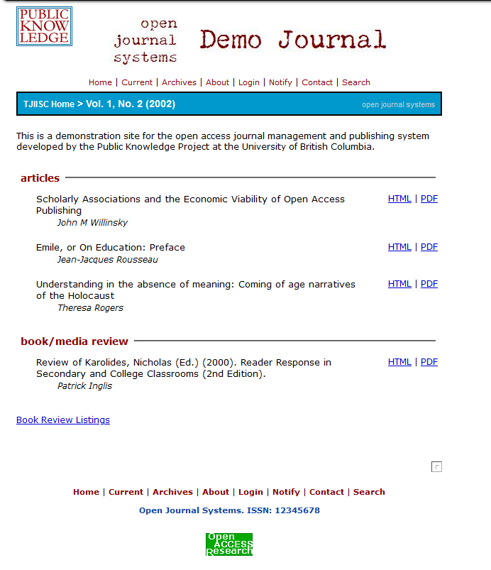 First Open Journal Systems release, 2002