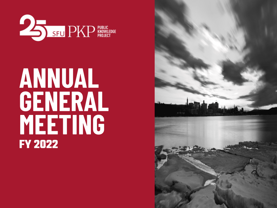 Slide presenting the PKP's Annual General Meeting for the Fiscal Year 2022, the image features a black and white photo taken by Jason Nugent. 

The post summarizes the events that PKP was involved in during 2023. 