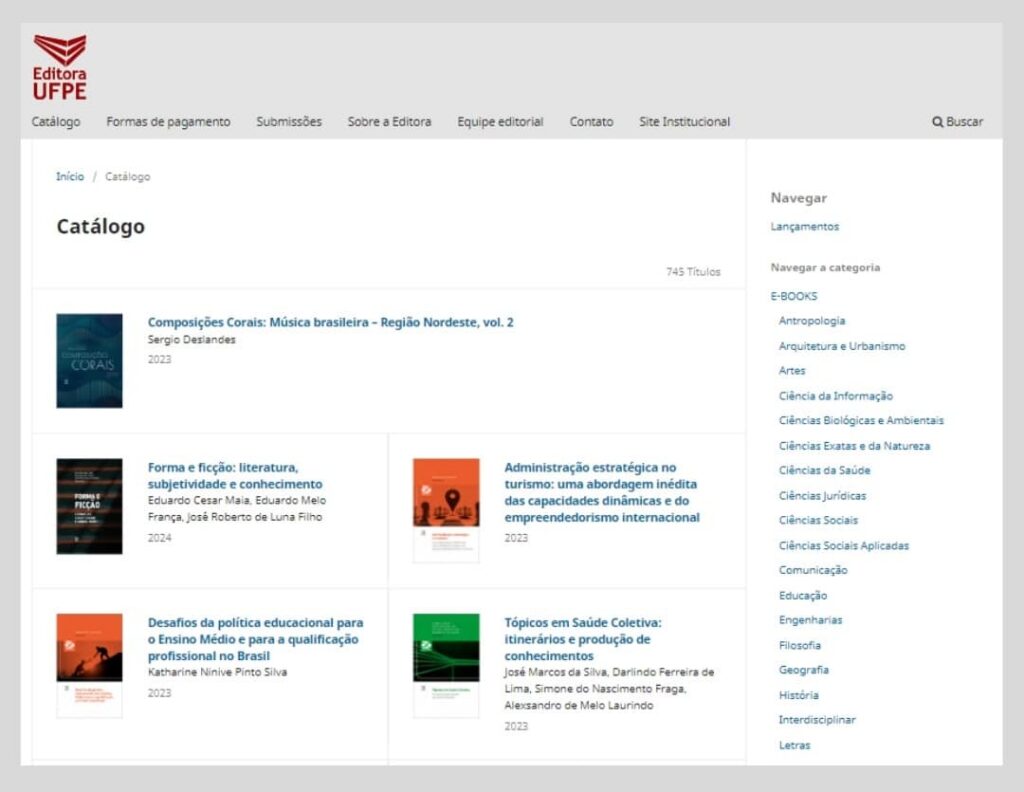 Universidade Federal de Pernambuco – Editora UFPE catalogue OMP framed screenshot