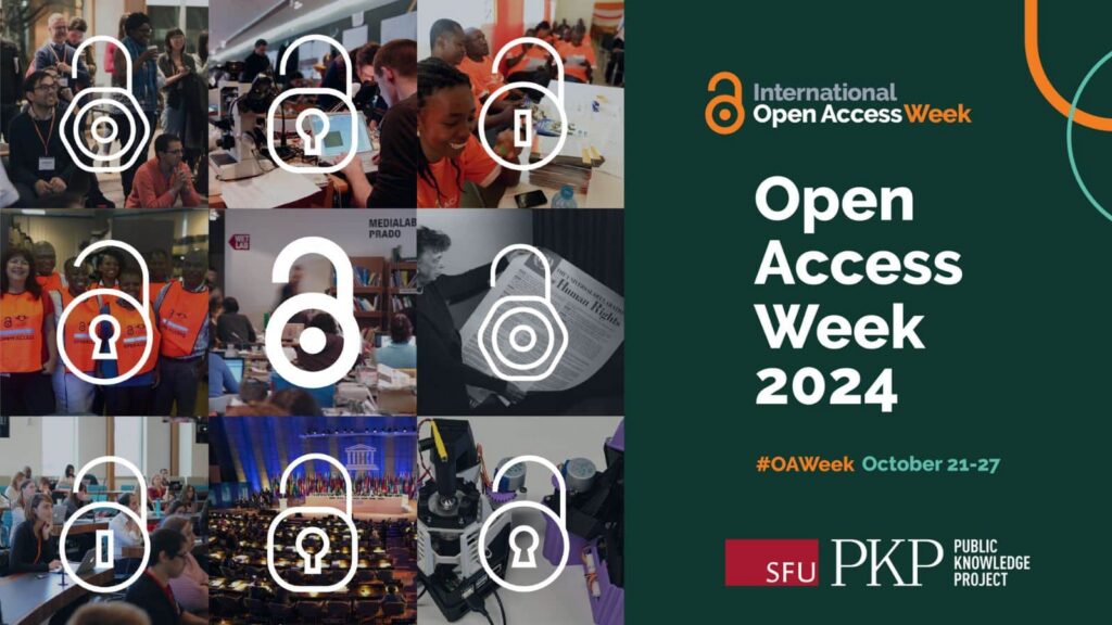 OA Week graphic collage of diverse communities and open locks. OA Week is on until October 27.